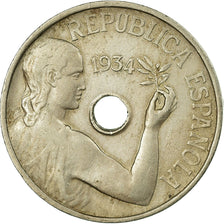 Moneta, Spagna, 25 Centimos, 1934, MB+, Rame-nichel, KM:751