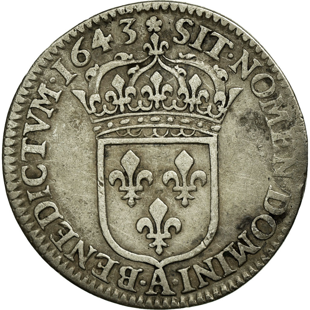 Monnaie, France, Louis XIII, 1/12 Écu, 2e poinçon de Warin, buste drapé et