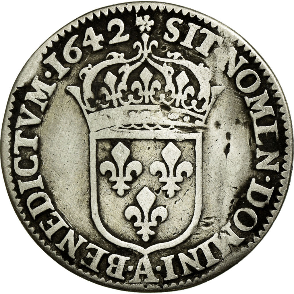 Münze, Frankreich, Louis XIII, 1/12 Écu, 2e poinçon de Warin, buste drapé et