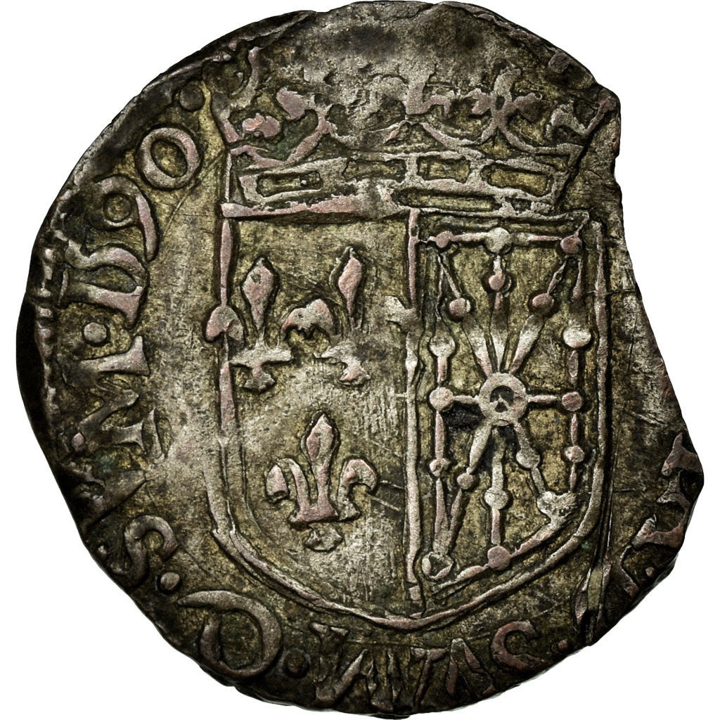 Coin, France, Douzain de Navarre, 1590, Saint-Palais, EF(40-45), Billon