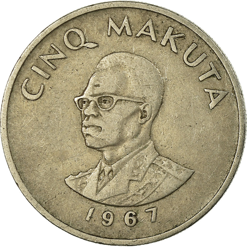 Coin, CONGO, DEMOCRATIC REPUBLIC, 5 Makuta, 1967, EF(40-45), Copper-nickel, KM:9