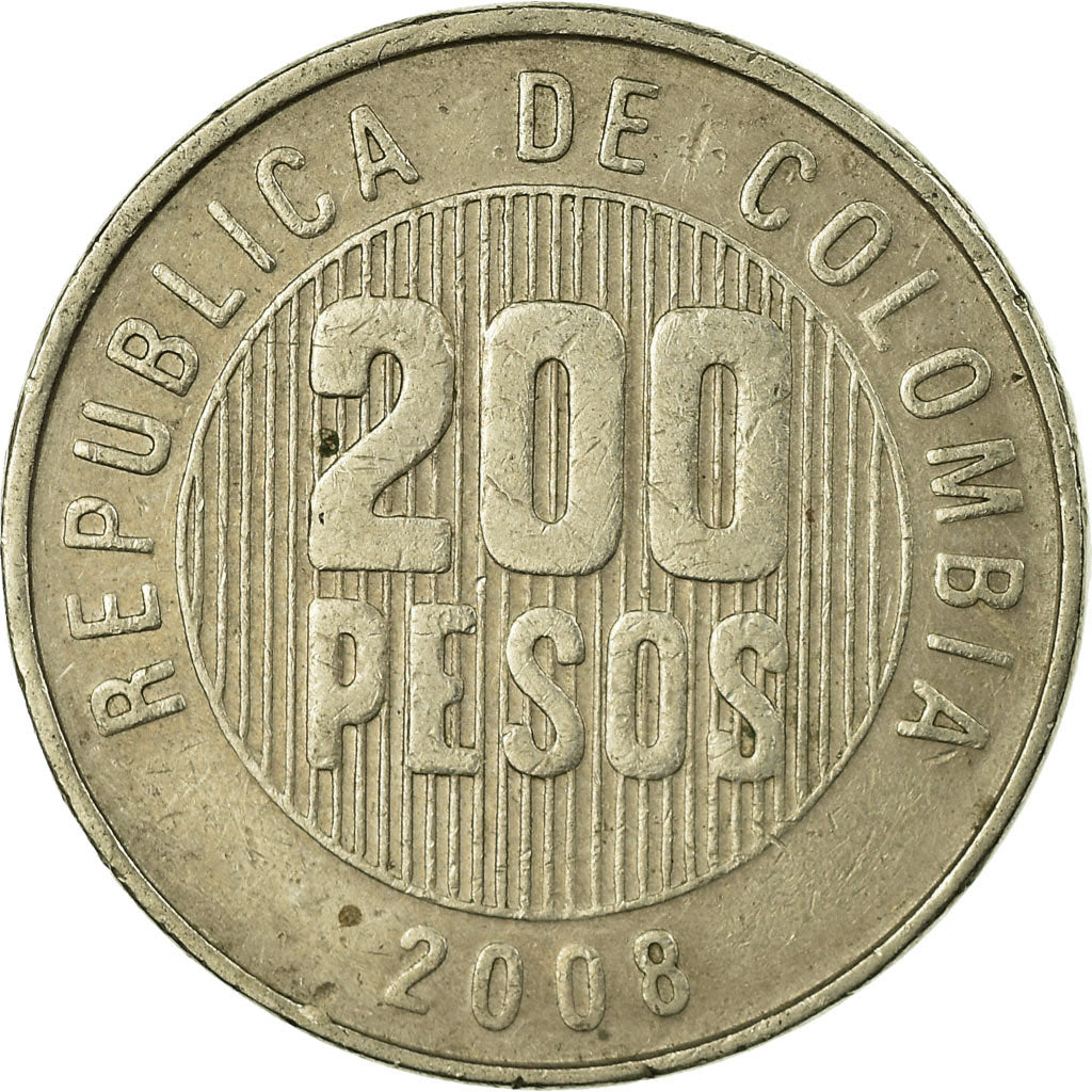 Munten, Colombia, 200 Pesos, 2008, ZF, Copper-Nickel-Zinc, KM:287