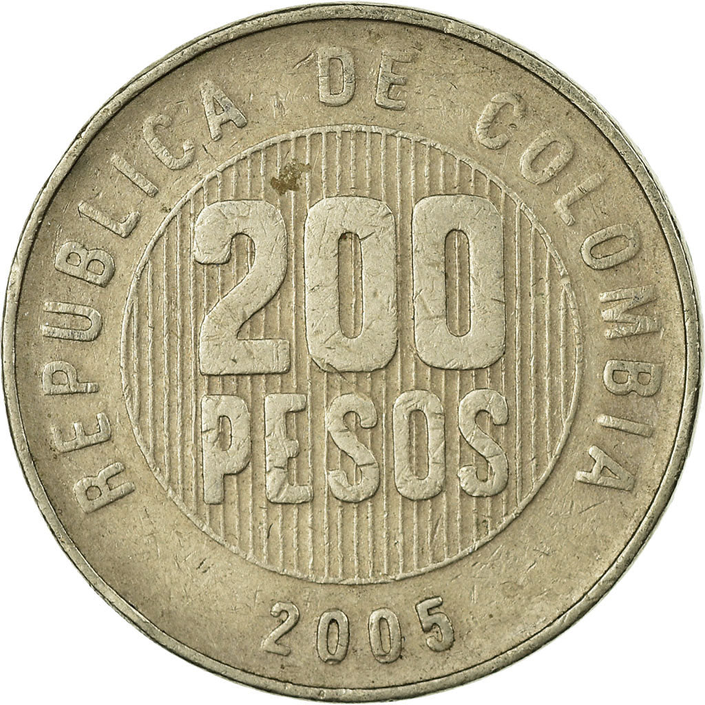 Moneta, Colombia, 200 Pesos, 2005, BB, Rame-nichel-zinco, KM:287