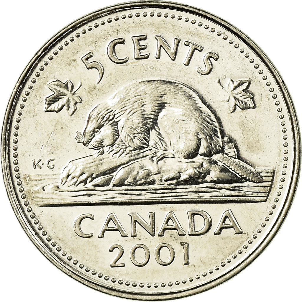 Coin, Canada, Elizabeth II, 5 Cents, 2001, Royal Canadian Mint, Ottawa