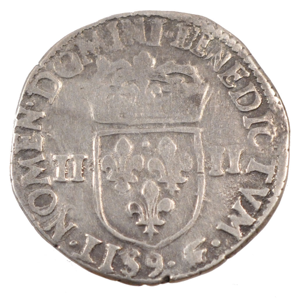 FRANCE, 1/4 Ecu, 1592, Rennes, VF(30-35), Silver, Duplessy #1224, 9.44