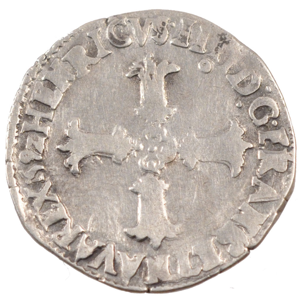 FRANCE, 1/4 Ecu, 1592, Rennes, VF(30-35), Silver, Duplessy #1224, 9.44