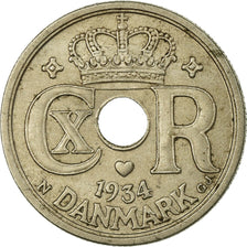 Monnaie, Danemark, Christian X, 25 Öre, 1934, Copenhagen, TTB, Copper-nickel