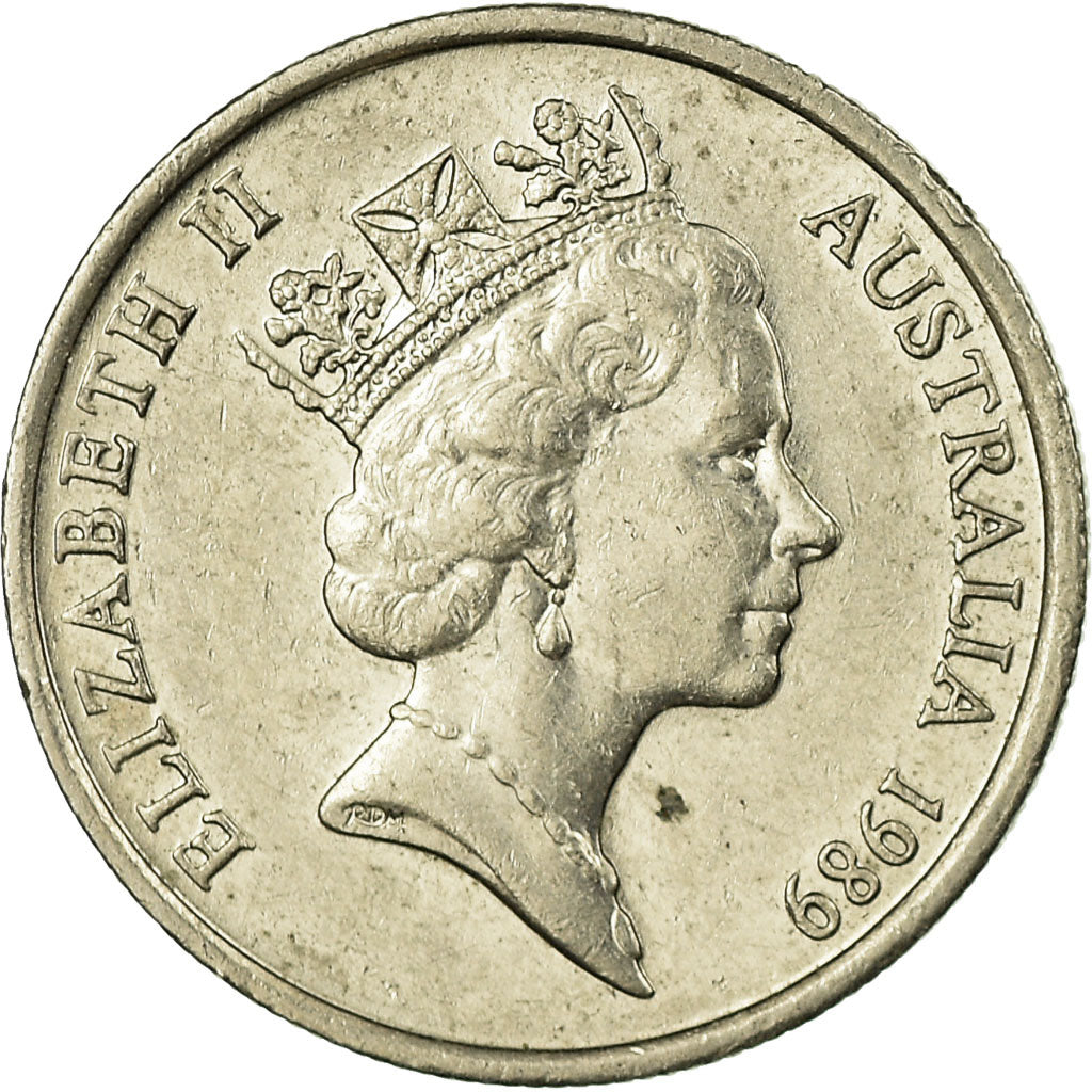 Moneta, Australia, Elizabeth II, 5 Cents, 1989, EF(40-45), Miedź-Nikiel, KM:80