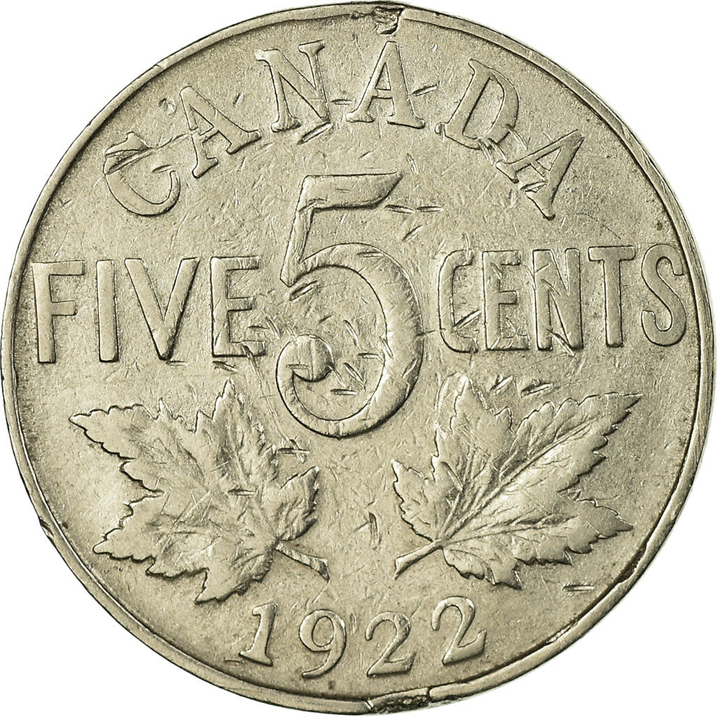 Coin, Canada, George V, 5 Cents, 1922, Royal Canadian Mint, Ottawa, EF(40-45)