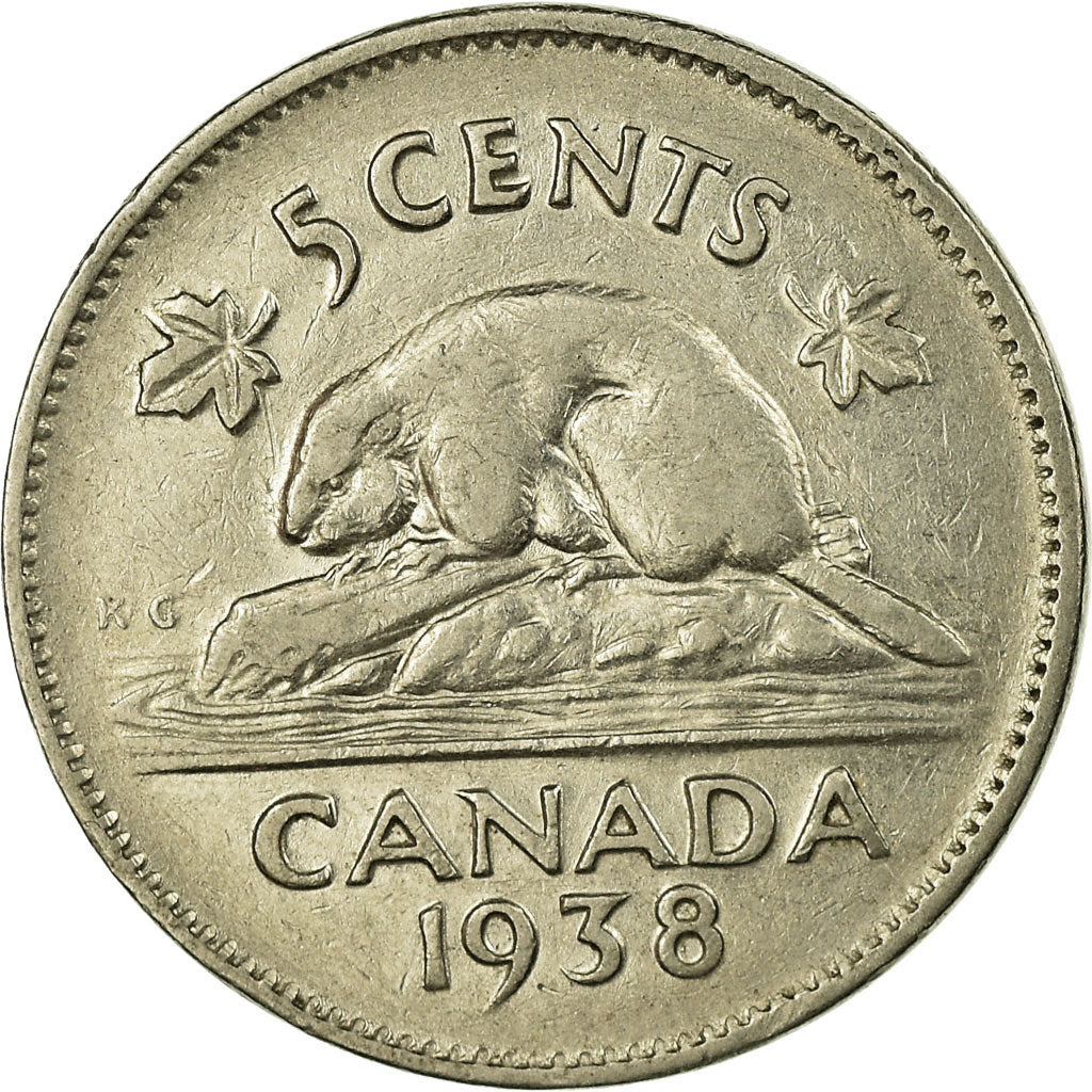 Monnaie, Canada, George VI, 5 Cents, 1938, Royal Canadian Mint, Ottawa, TTB