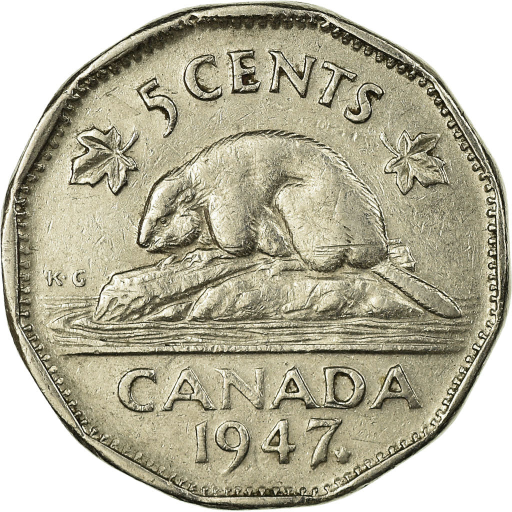 Moneta, Canada, George VI, 5 Cents, 1947, Royal Canadian Mint, Ottawa, BB