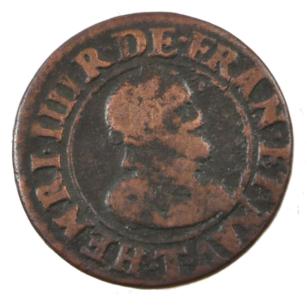 FRANCE, Double tournois, buste enfantin au col fraisé, Double Tournois, 1610, N.