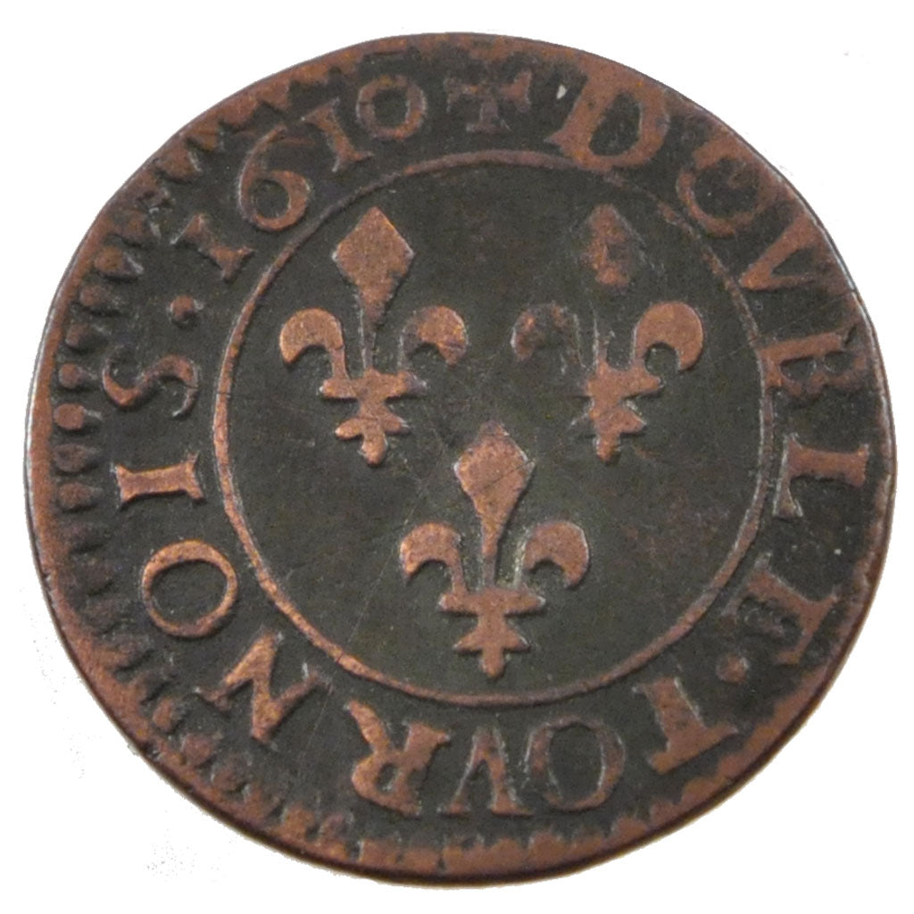 FRANCE, Double tournois, buste enfantin au col fraisé, Double Tournois, 1610, N.