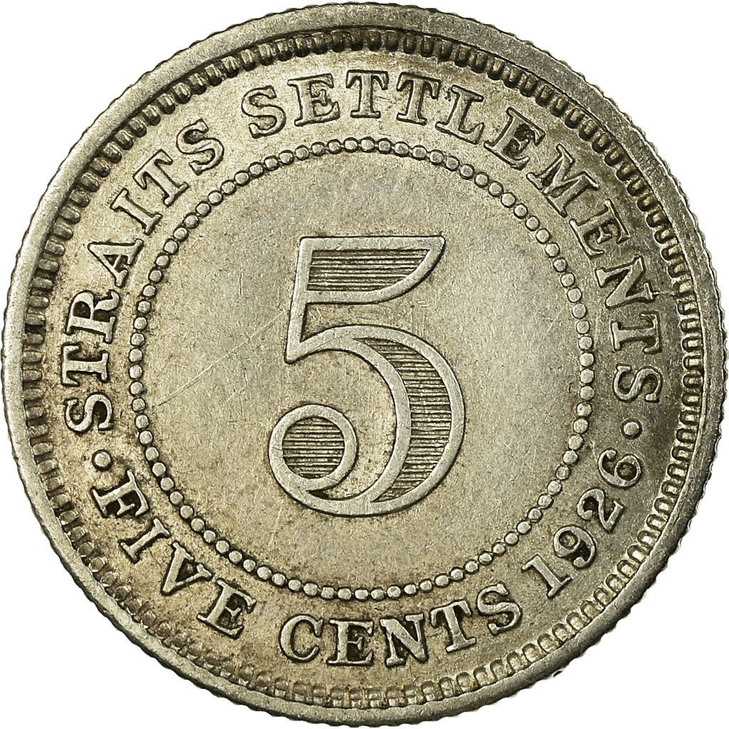 Moneta, Insediamenti dello Stretto, George V, 5 Cents, 1926, BB, Argento, KM:36