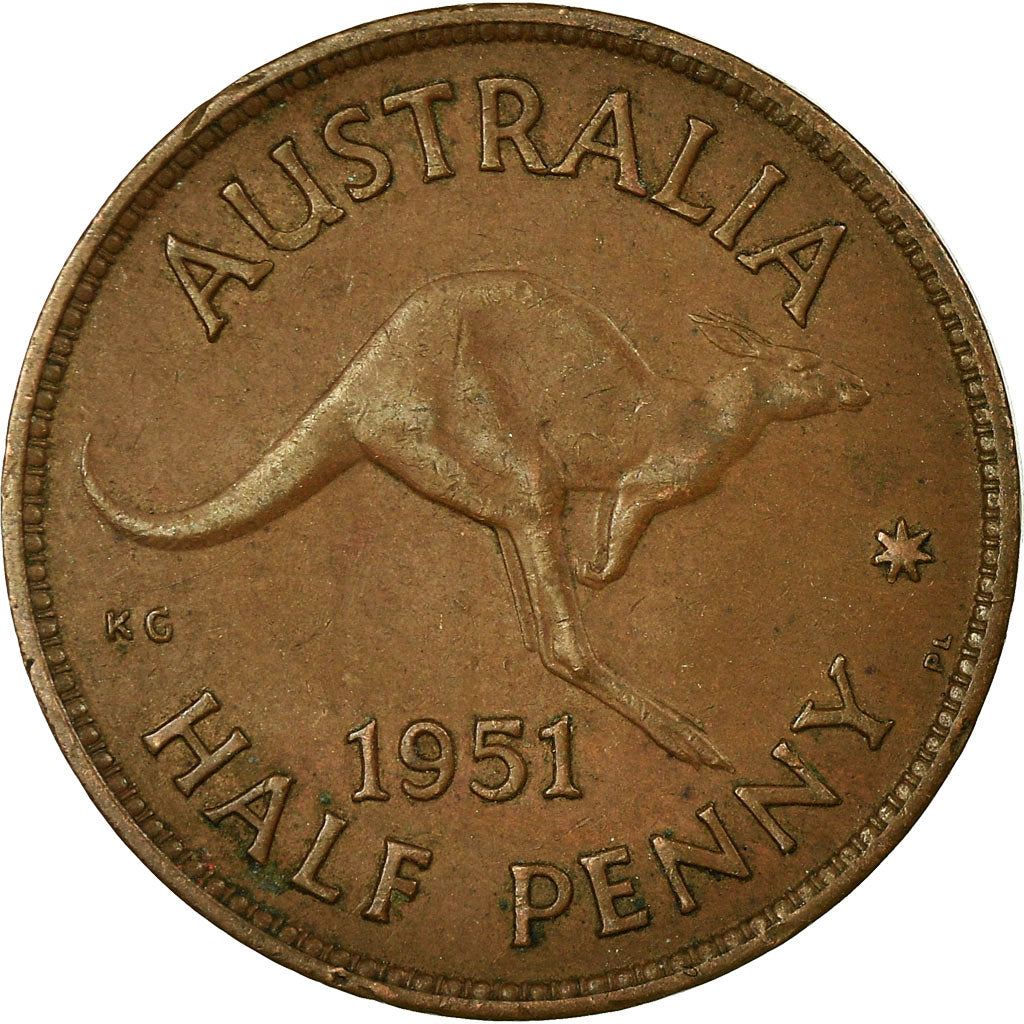 Coin, Australia, George VI, 1/2 Penny, 1951, EF(40-45), Bronze, KM:42