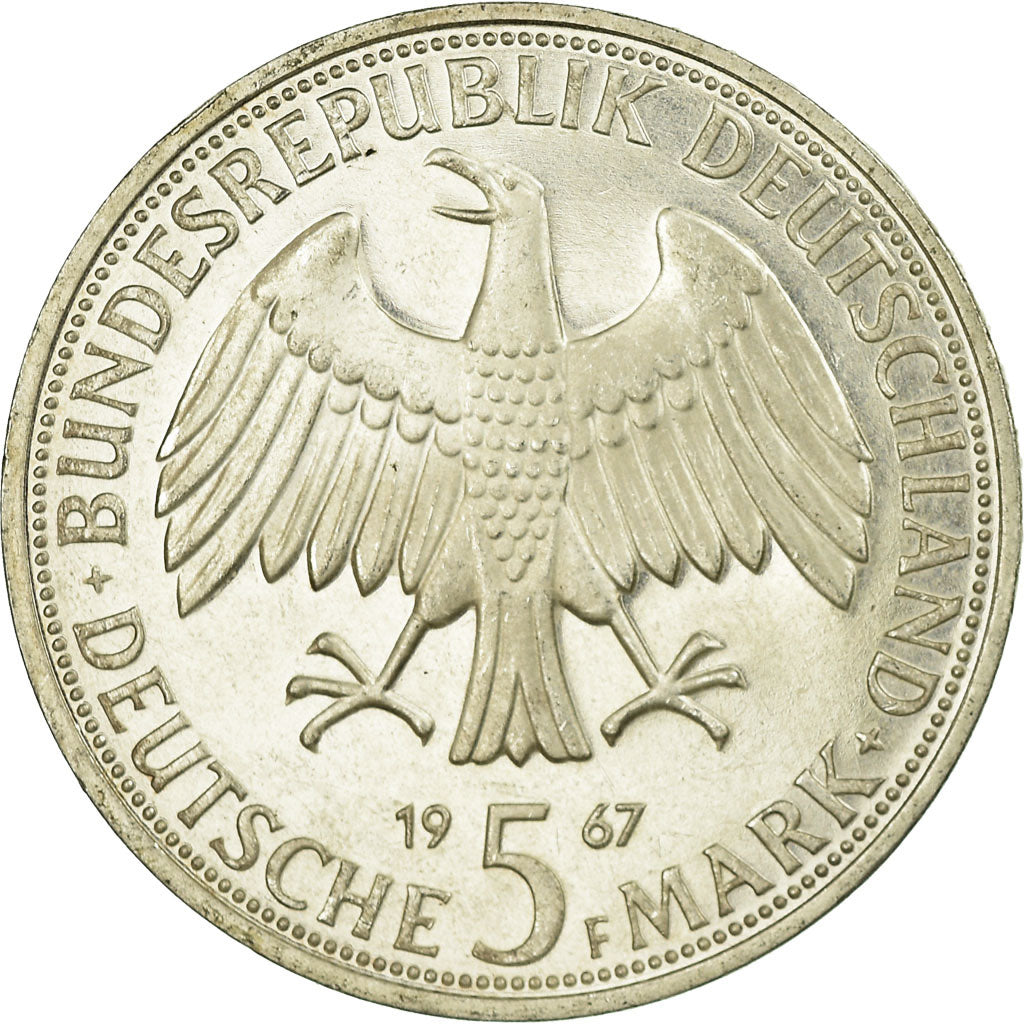 Coin, GERMANY - FEDERAL REPUBLIC, 5 Mark, 1967, Stuttgart, Germany, AU(55-58)