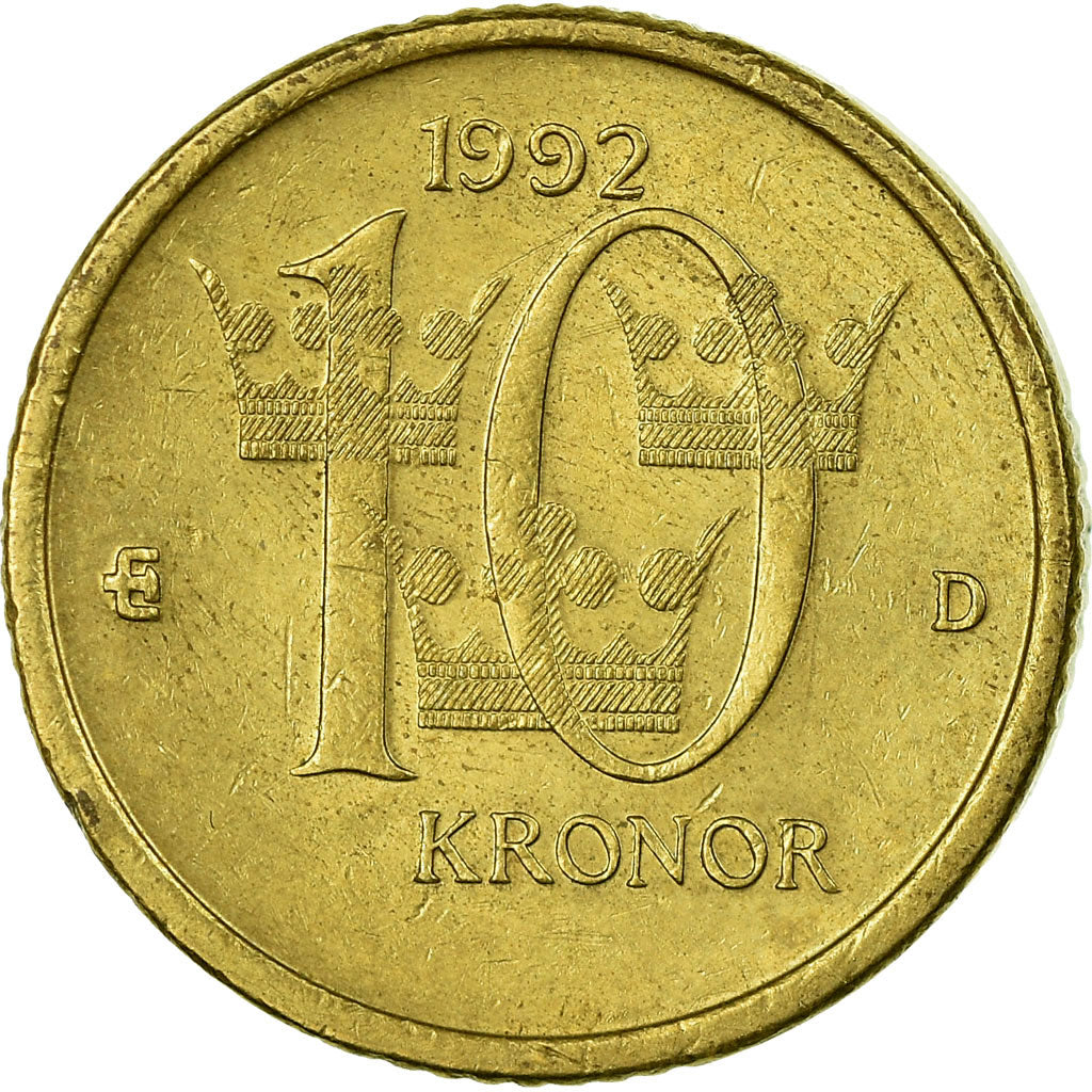 Moneta, Szwecja, Carl XVI Gustaf, 10 Kronor, 1992, EF(40-45)