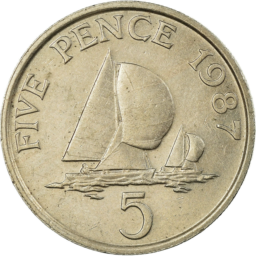 Monnaie, Guernsey, Elizabeth II, 5 Pence, 1987, TTB, Copper-nickel, KM:42.1