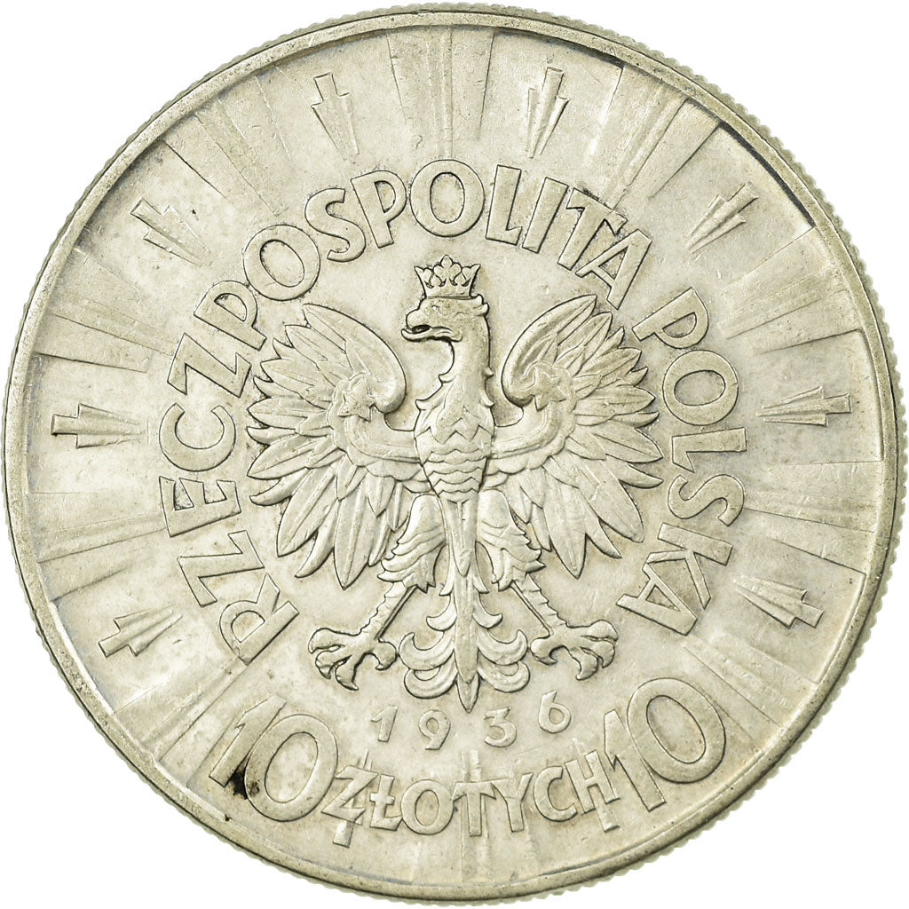 Coin, Poland, 10 Zlotych, 1936, Warsaw, EF(40-45), Silver, KM:29