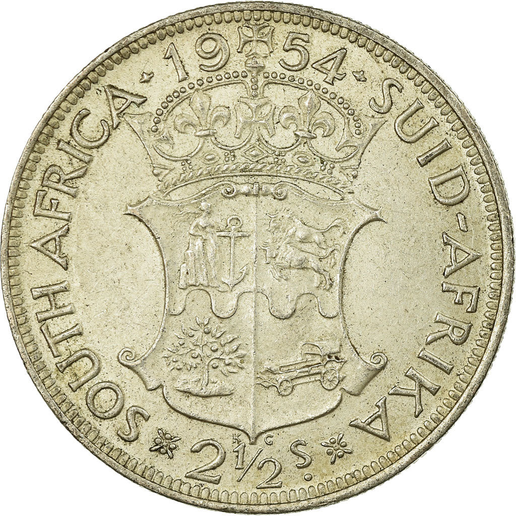 Münze, Südafrika, Elizabeth II, 2-1/2 Shillings, 1954, SS, Silber, KM:51