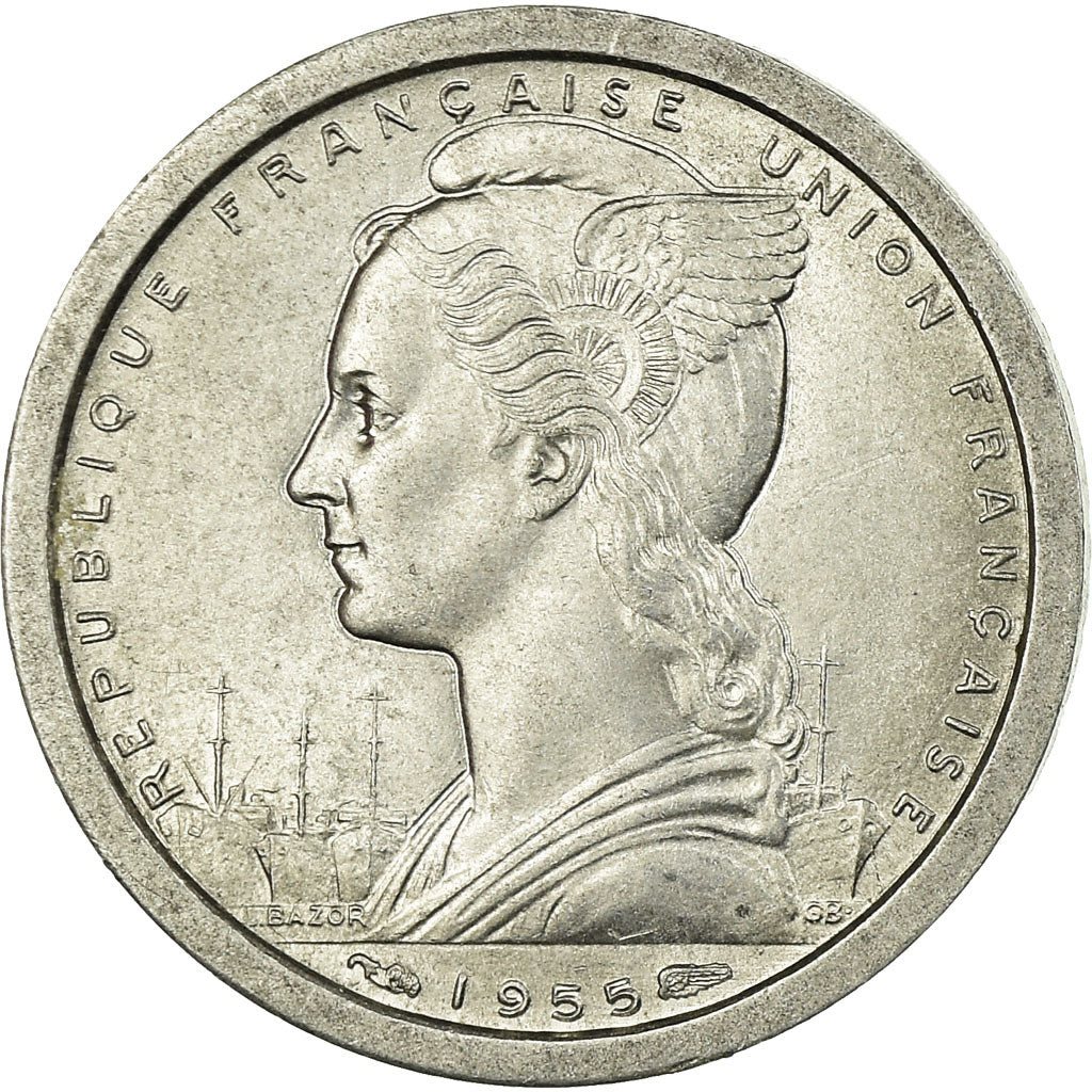 Coin, French West Africa, Franc, 1955, EF(40-45), Aluminum, KM:3