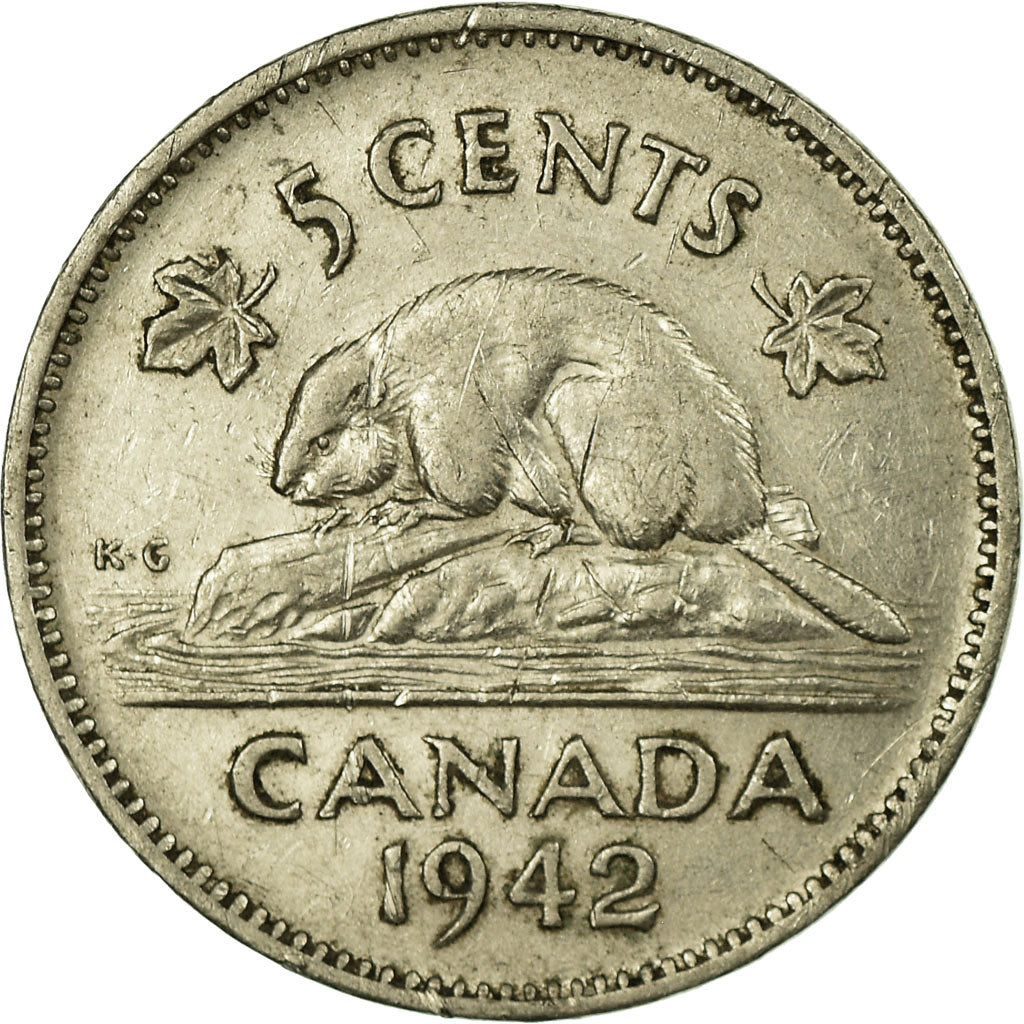 Monnaie, Canada, 5 Cents, 1942, TTB, Nickel, KM:TS11