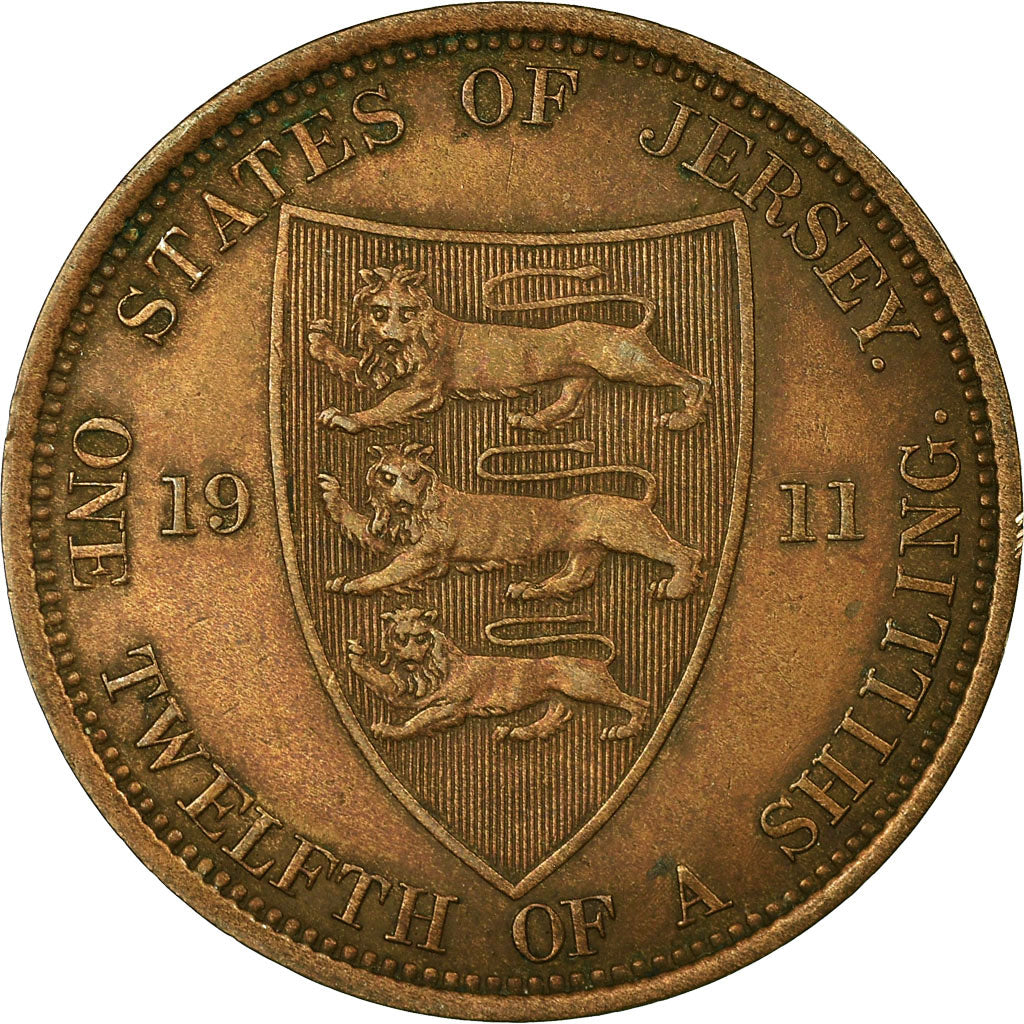 Moneta, Jersey, George V, 1/12 Shilling, 1911, MB+, Bronzo, KM:12
