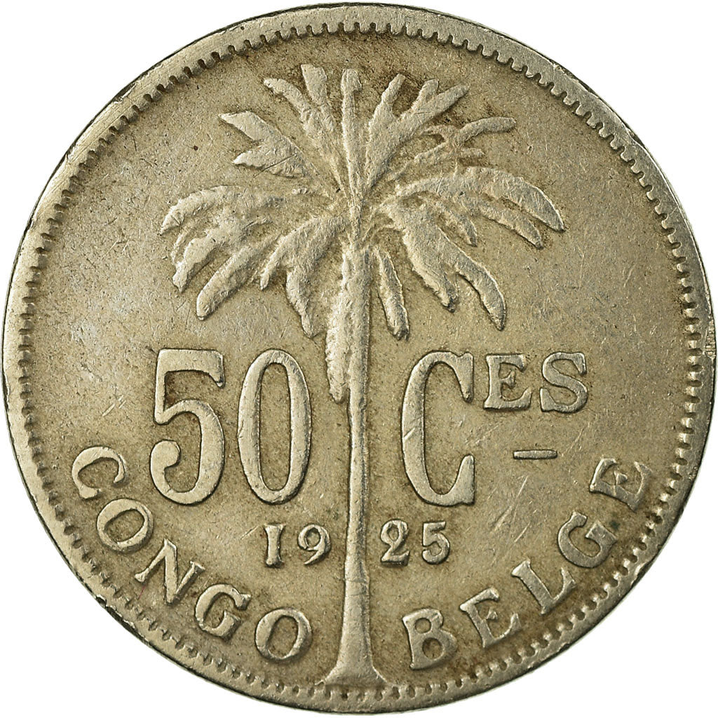 Moneta, Congo belga, 50 Centimes, 1925, BB, Rame-nichel, KM:22