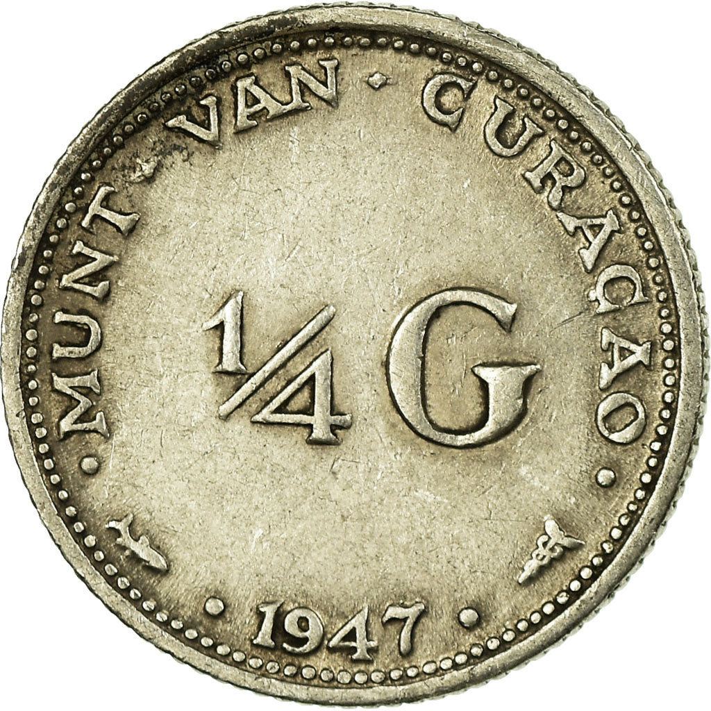 Coin, Curacao, 1/4 Gulden, 1947, Denver, EF(40-45), Silver, KM:44