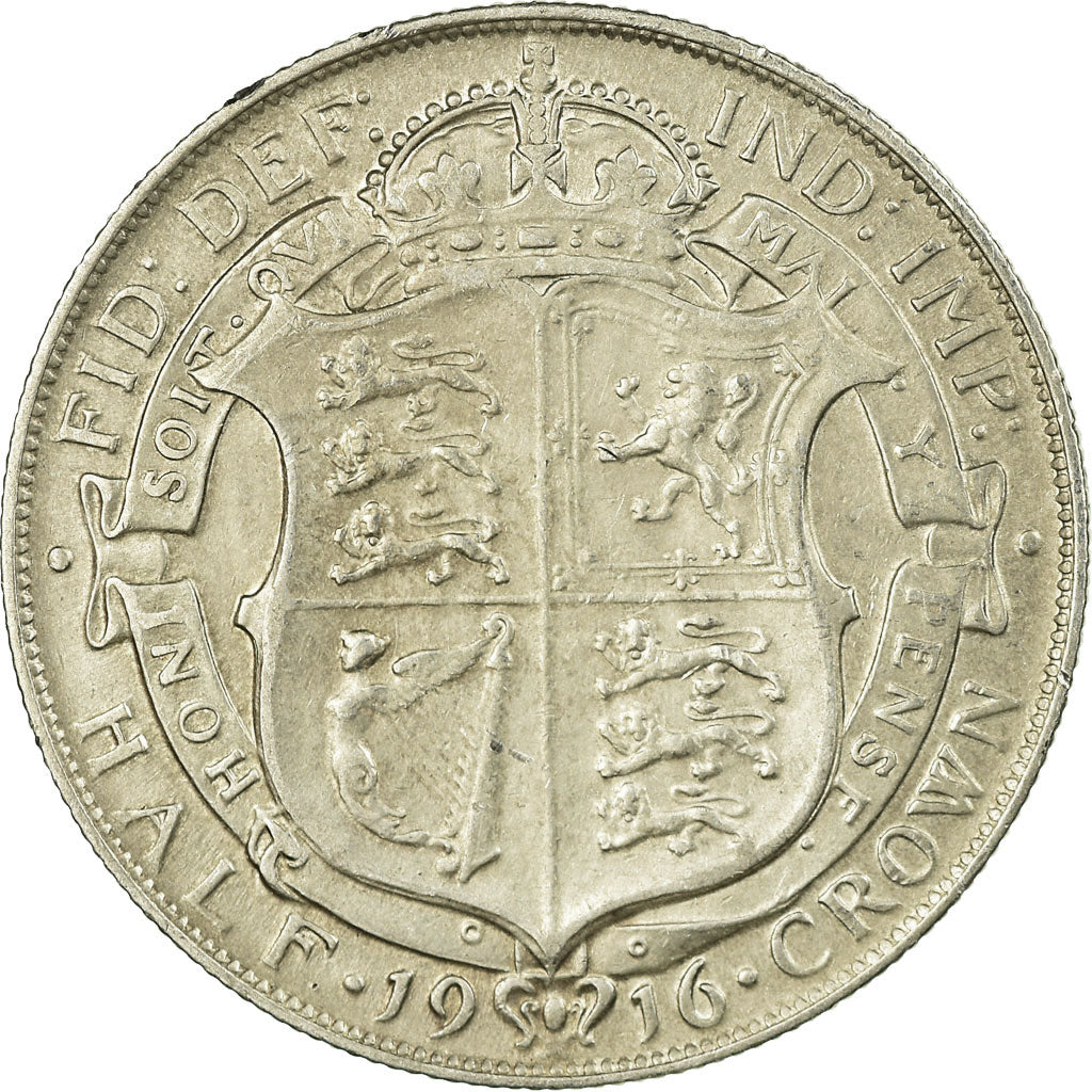 Coin, Great Britain, George V, 1/2 Crown, 1916, EF(40-45), Silver, KM:818.1