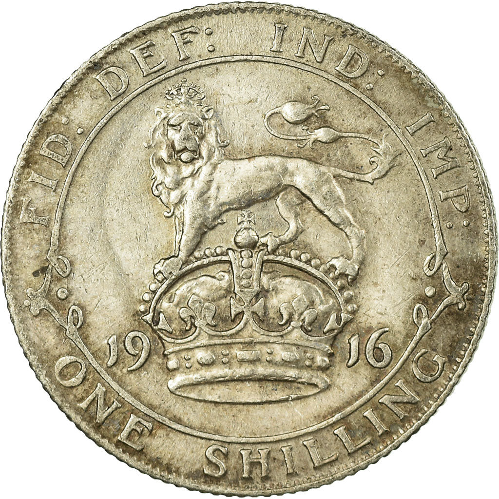 Coin, Great Britain, George V, Shilling, 1916, VF(30-35), Silver, KM:816