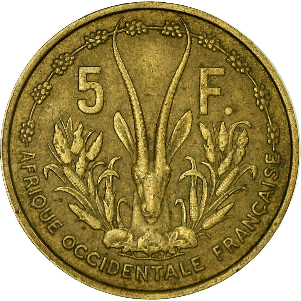 Moeda, África Ocidental Francesa, 5 Francs, 1956, EF(40-45), Alumínio-Bronze