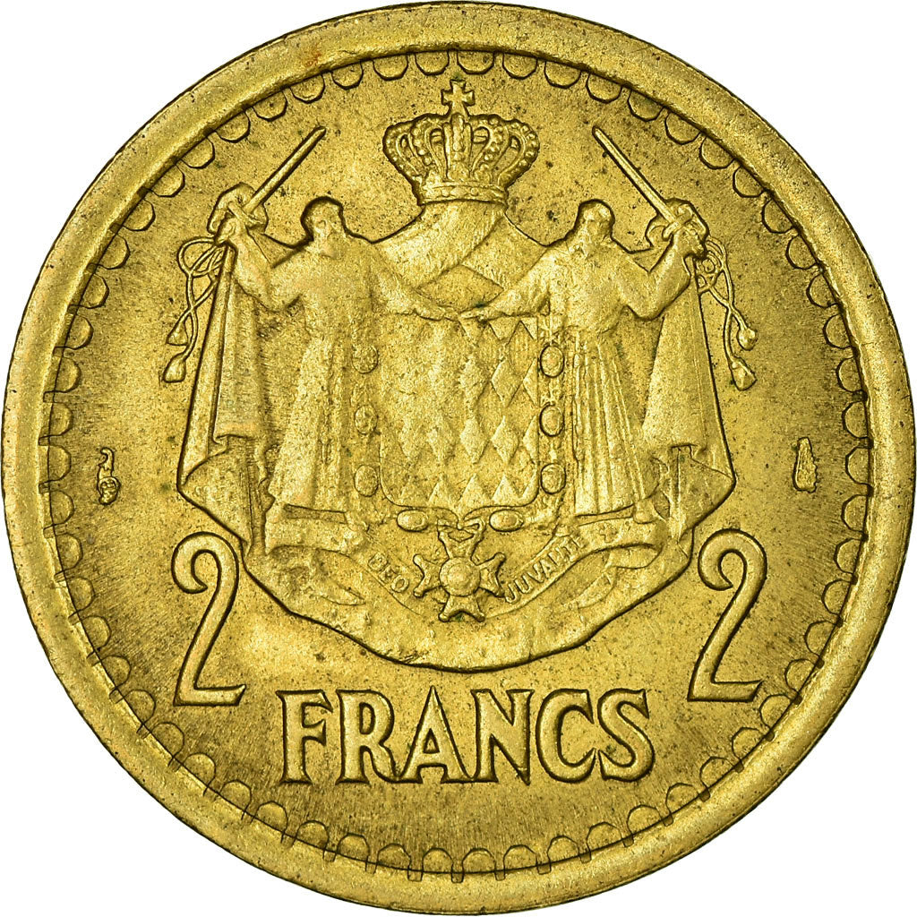 Monnaie, Monaco, 2 Francs, Undated (1943), Poissy, SUP, Cupro-Aluminium