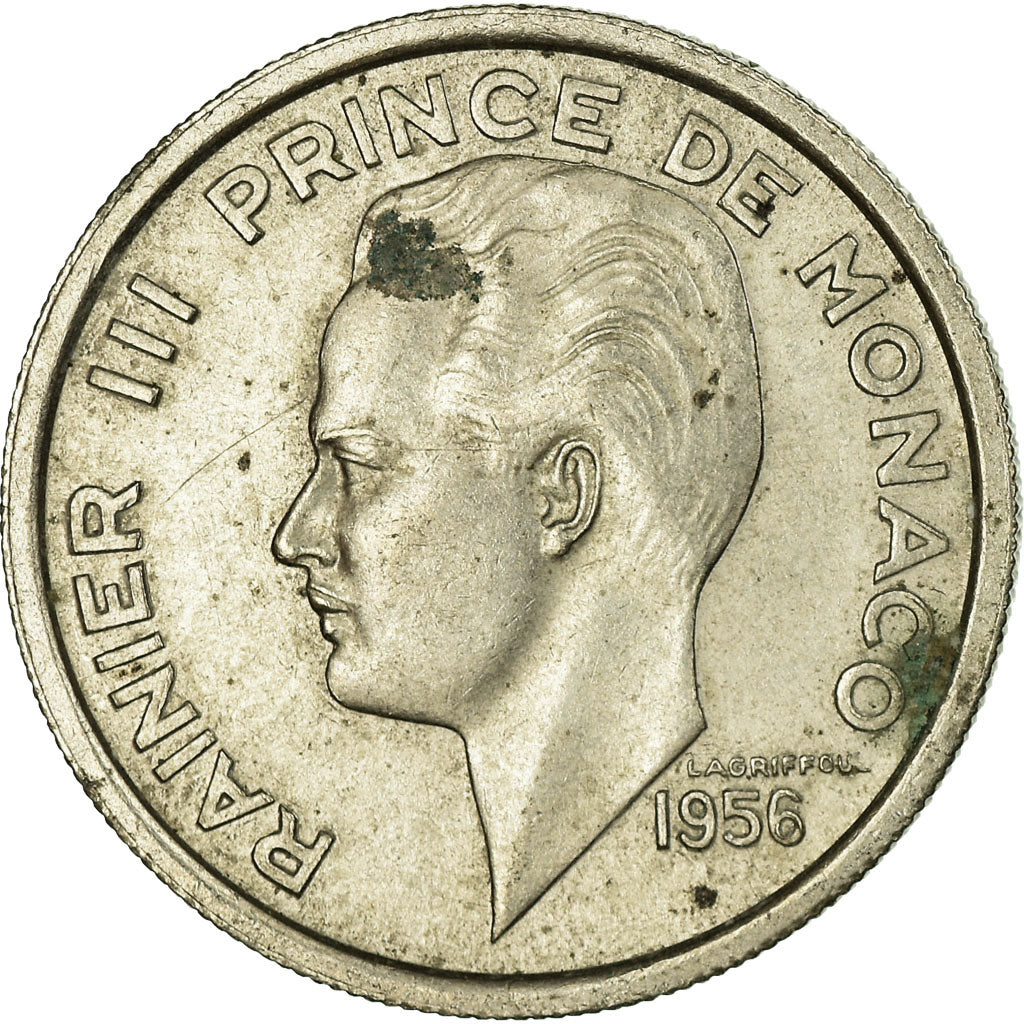 Monaco, Rainier III, 100 Francs, Cent, 1956, EF(40-45), Copper-nickel, KM:134