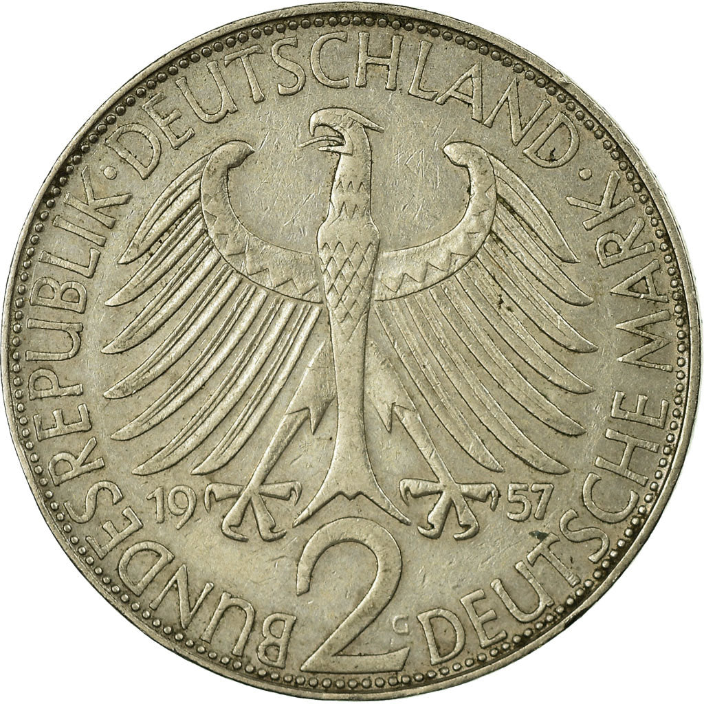 Moneta, GERMANIA - REPUBBLICA FEDERALE, 2 Mark, 1957, Karlsruhe, BB