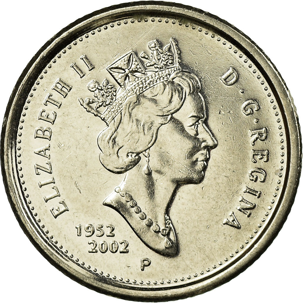 Moneda, Canadá, Elizabeth II, 10 Cents, 2002, Royal Canadian Mint, MBC, Níquel