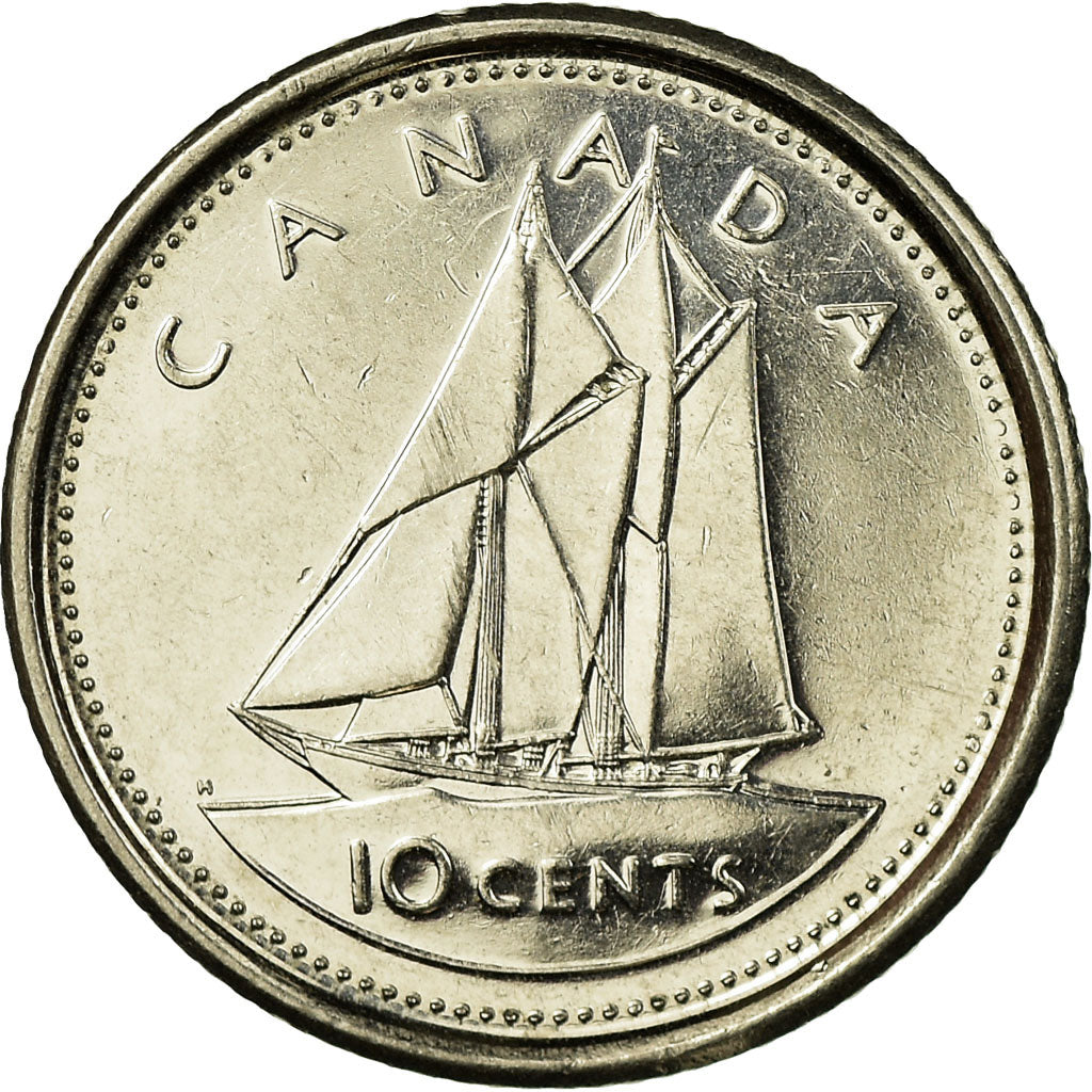 Moneda, Canadá, Elizabeth II, 10 Cents, 2002, Royal Canadian Mint, MBC, Níquel