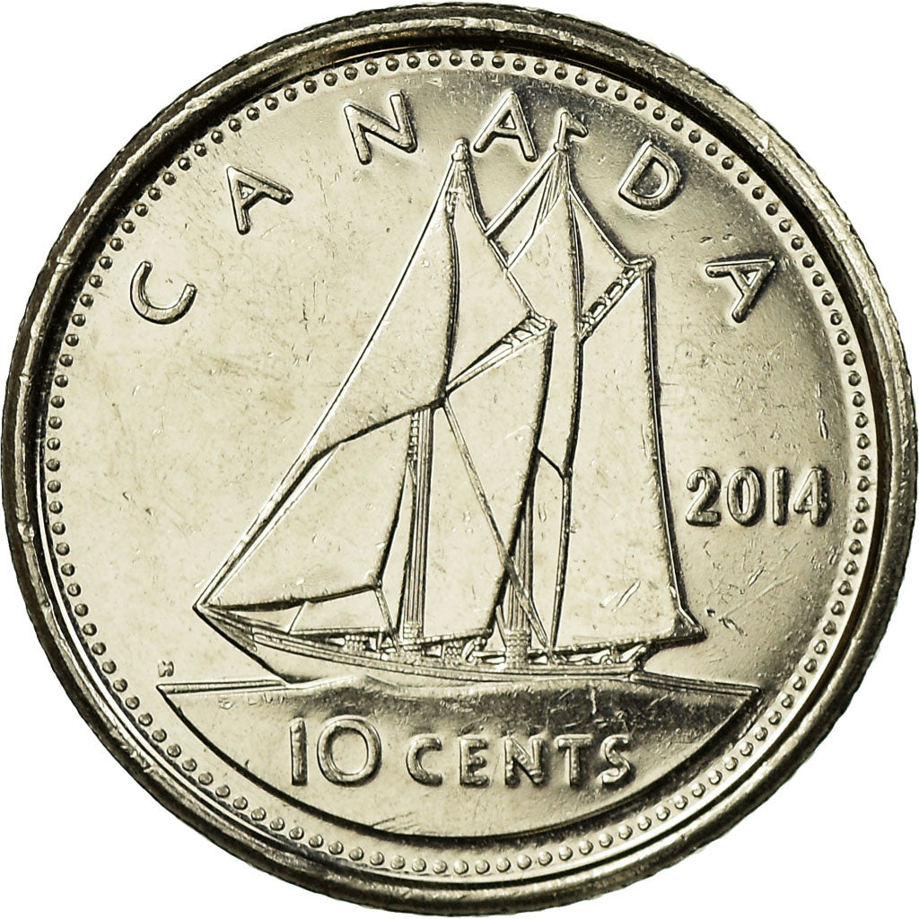 Moeda, Canadá, 10 Cents, 2014, EF(40-45), Aço Niquelado