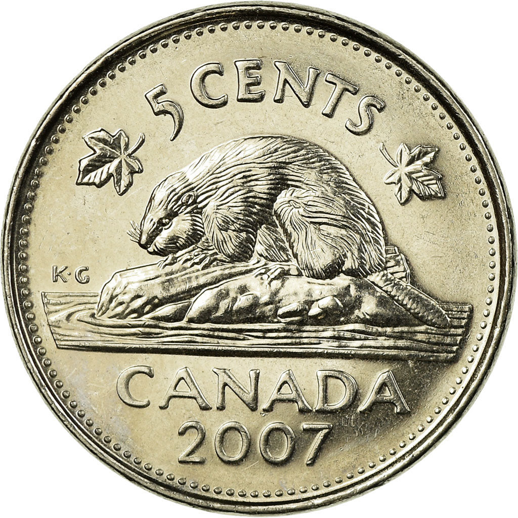 Moneda, Canadá, Elizabeth II, 5 Cents, 2007, Royal Canadian Mint, Winnipeg