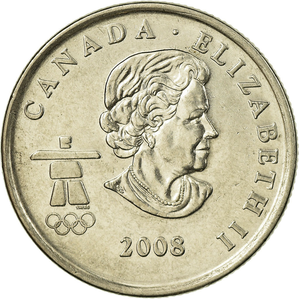 Moneda, Canadá, Elizabeth II, 25 Cents, 2008, Royal Canadian Mint, MBC, Níquel