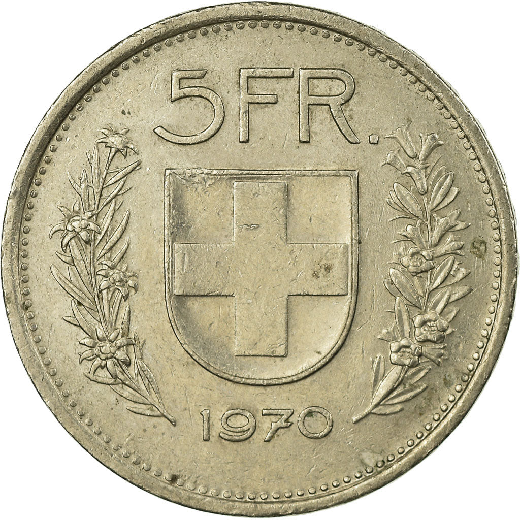 Moneta, Svizzera, 5 Francs, 1970, Bern, BB, Rame-nichel, KM:40a.1