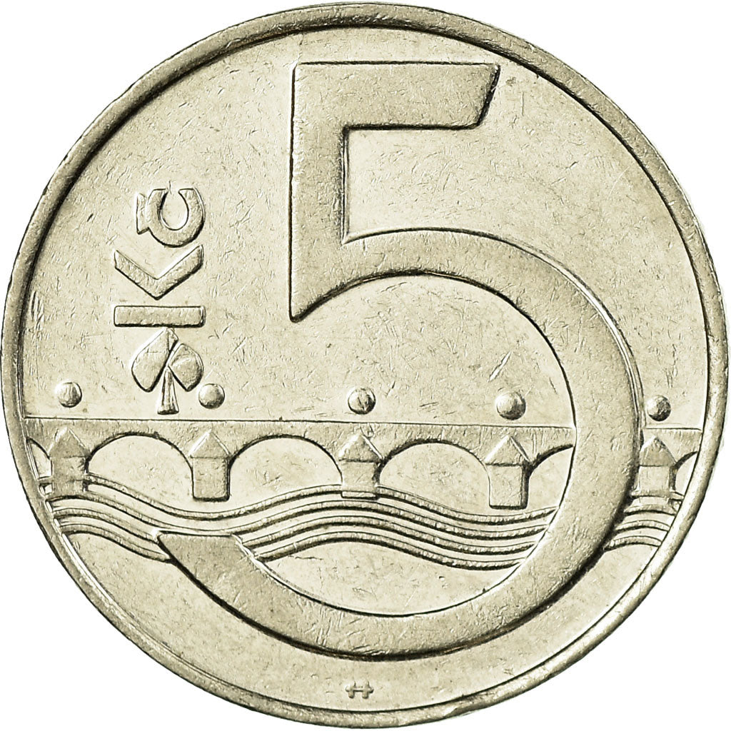 Moneta, Czechy, 5 Korun, 1995, EF(40-45), Nickel platerowany stalą, KM:8