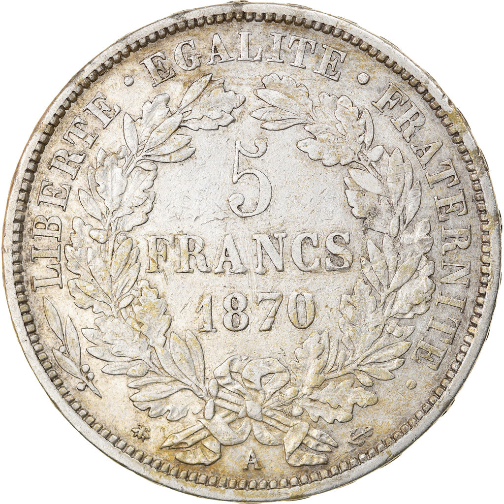 Coin, France, Cérès, 5 Francs, 1870, Paris, EF(40-45), Silver, KM:819