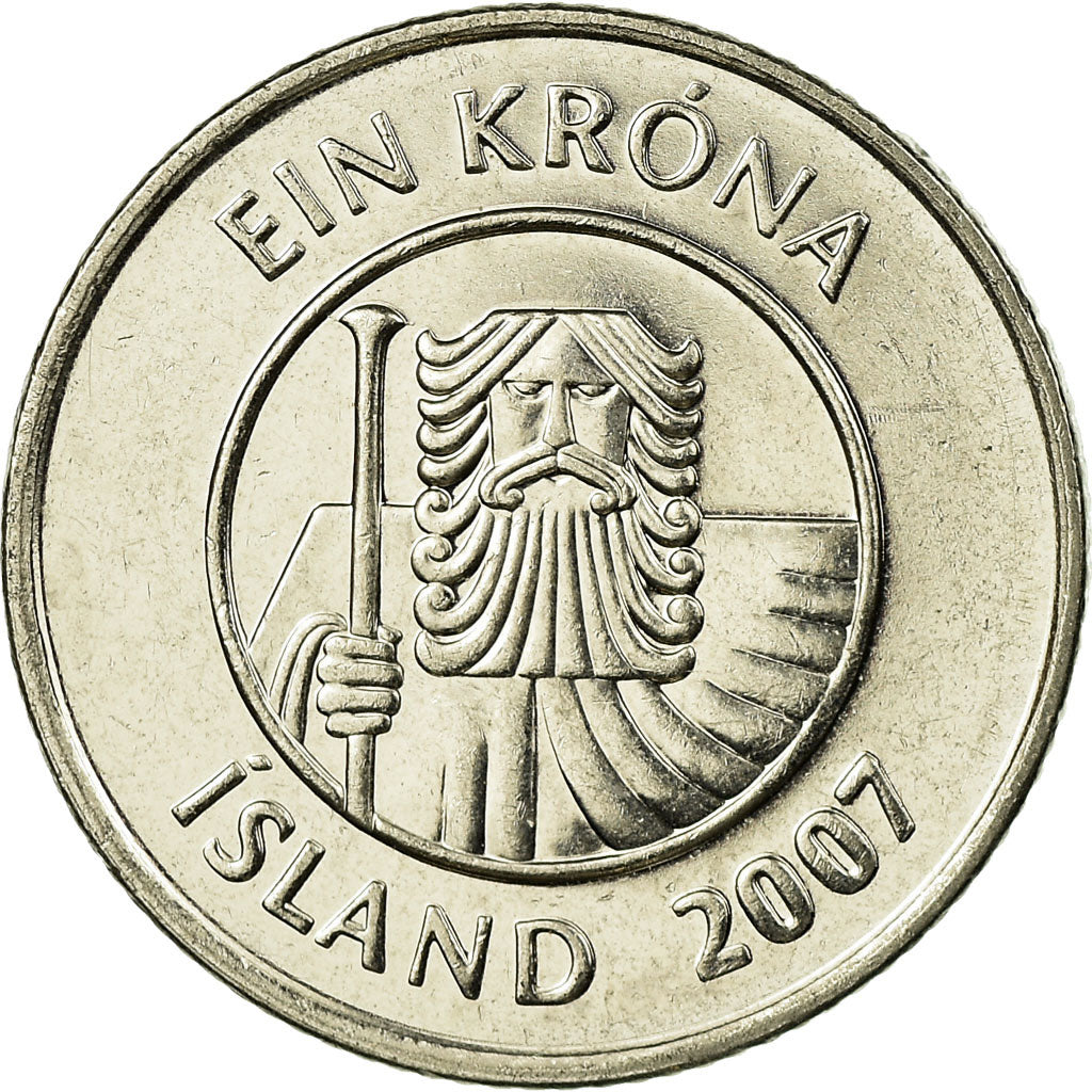 Munten, IJsland, Krona, 2007, ZF, Nickel plated steel, KM:27A