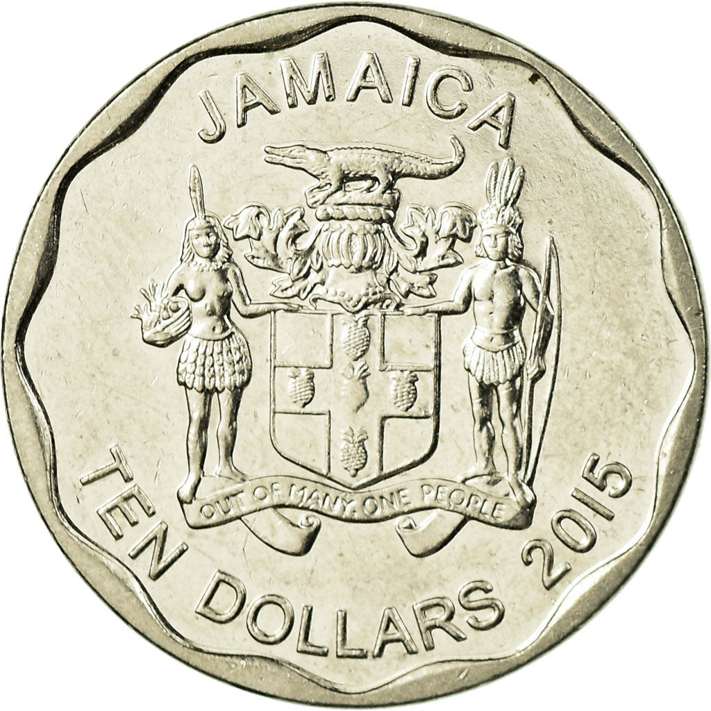 Coin, Jamaica, 10 Dollars, 2015, EF(40-45), Nickel plated steel