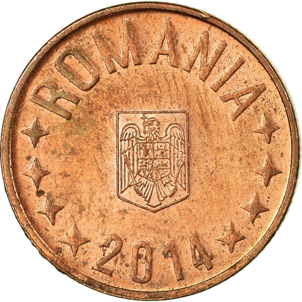 Moeda, Roménia, 5 Bani, 2014, EF(40-45), Aço Cromado a Cobre