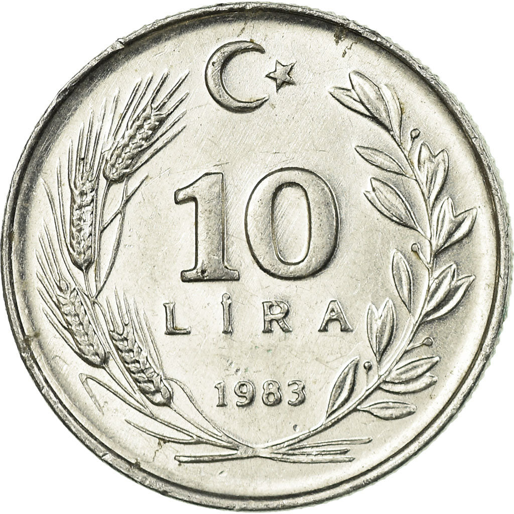Coin, Turkey, 10 Lira, 1983, EF(40-45), Aluminum, KM:950.2