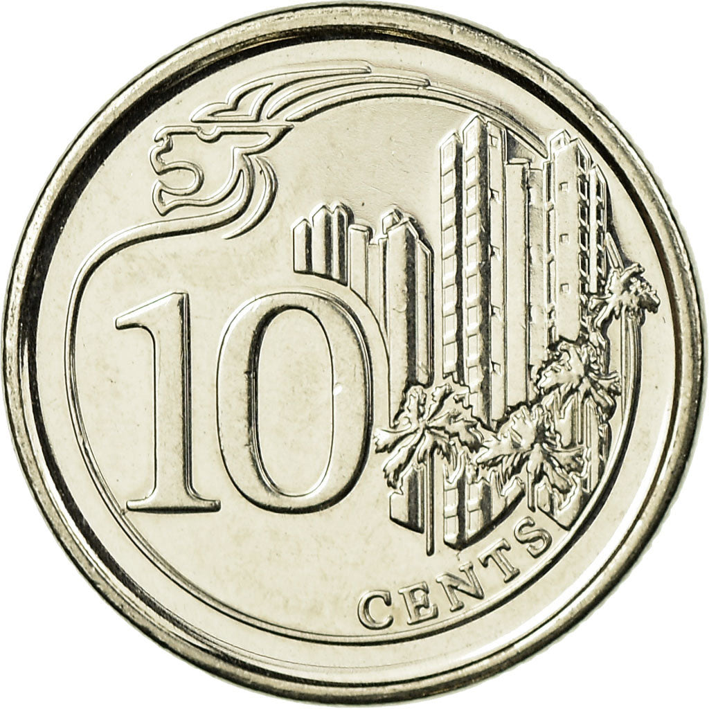 Coin, Singapore, 10 Cents, 2014, EF(40-45), Copper-nickel