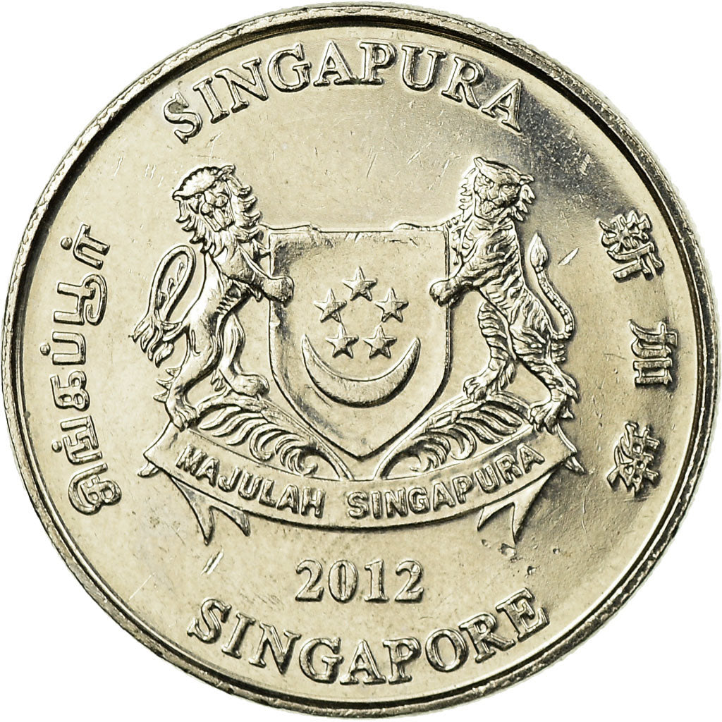Coin, Singapore, 20 Cents, 2012, Singapore Mint, EF(40-45), Copper-nickel