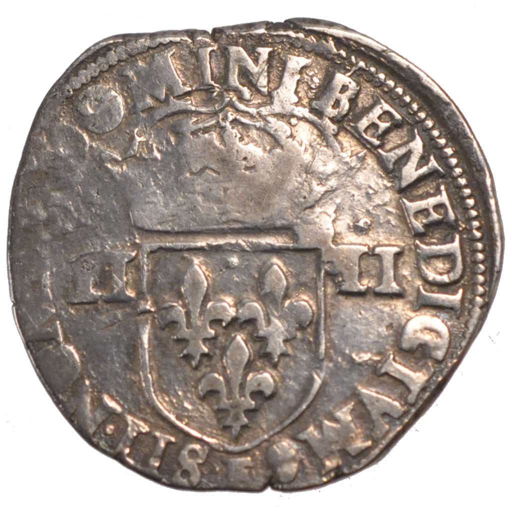 FRANCE, Quart Ecu, 1584, Angers, F(12-15), Silver, Duplessy #1133, 9.44